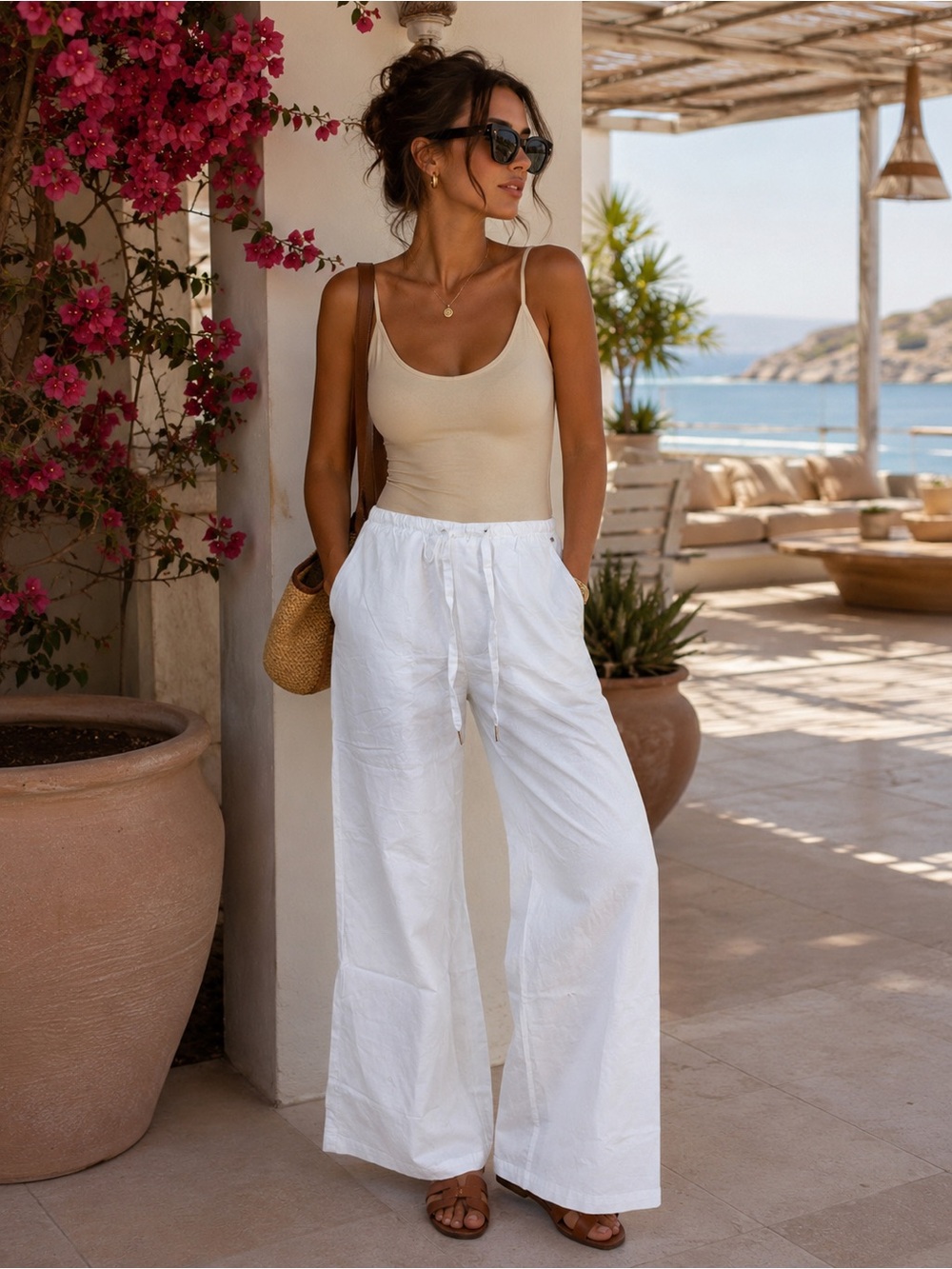 NWT Stellae Dux Cotton Poplin Wide Leg Pants